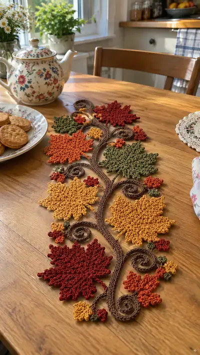 Autumn Leaf Table Runner Pattern step 1 - construction progress