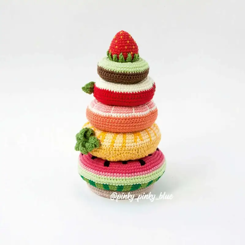 Free Intermediate crochet pattern: Fruit Stacking Toy Amigurumi Pattern - Easy to follow tutorial