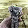 Groot with Headphones and Audio Player Amigurumi Pattern step 2 - assembly progress