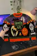 Spooky Halloween Sweater Crochet Pattern step 1 - construction progress