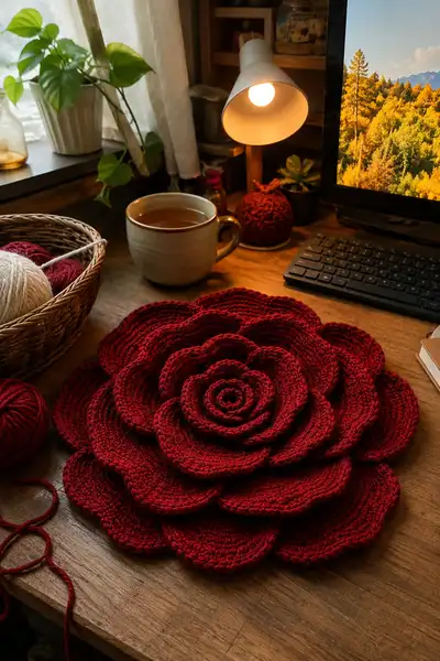 Layered Rose Placemat Pattern step 1 - construction progress
