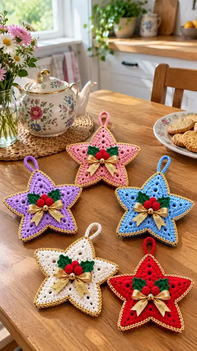 Festive Star Ornament Pattern step 1 - construction progress