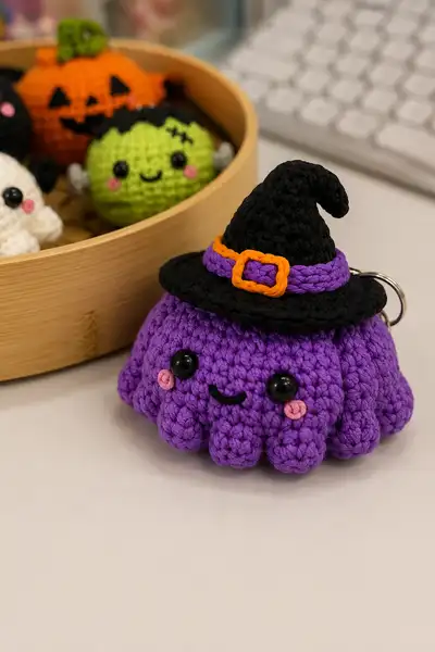 Kawaii Halloween Jelly Amigurumi Pattern step 2 - assembly progress
