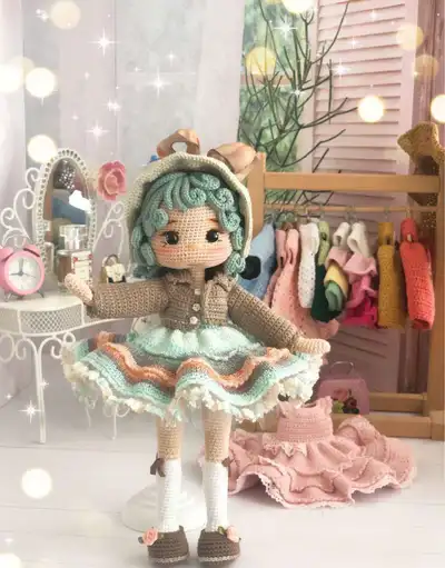 Doll Aybuke Amigurumi Pattern step 1 - construction progress