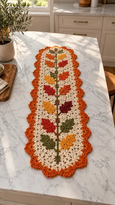 Autumn Leaves Table Runner Pattern step 1 - construction progress