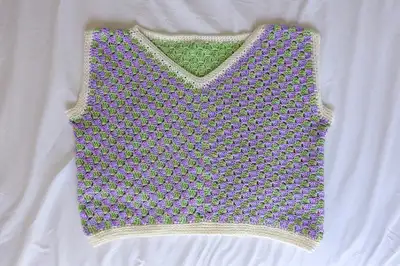 Corner To Corner Vest Pattern step 2 - assembly progress
