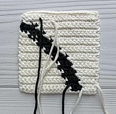 Black Cat Bag Crochet Pattern step 2 - assembly progress