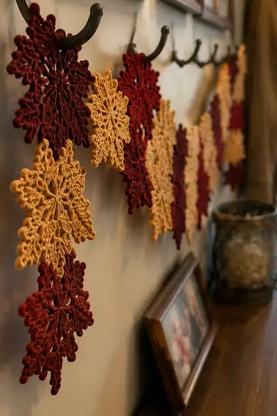 Cascading Maple Leaves Table Runner Pattern step 2 - assembly progress