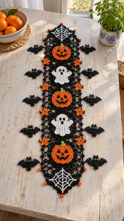 Spooky Halloween Table Runner Pattern step 1 - construction progress
