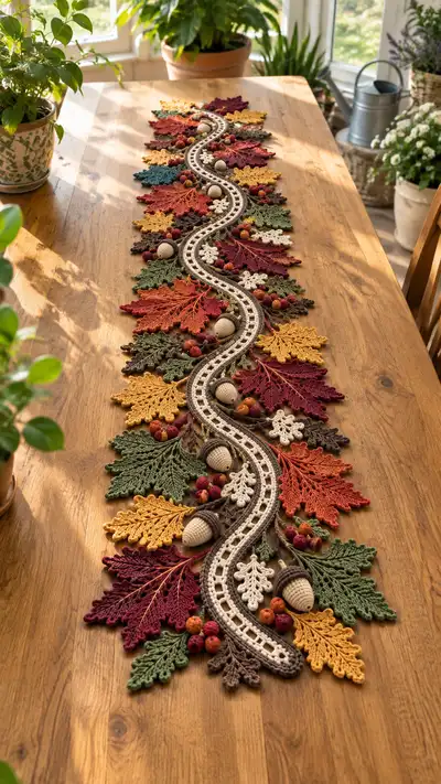 Autumn Leaves Table Runner Pattern step 1 - construction progress