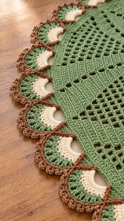 Vintage Oval Table Runner with Scalloped Edge Pattern step 2 - assembly progress