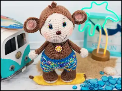 Oakley the Monkey Amigurumi Pattern step 1 - construction progress