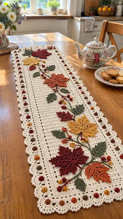 Autumn Leaf Table Runner Pattern step 1 - construction progress