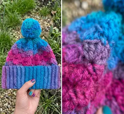 Stripy Shell Stitches Crochet Hat Pattern step 3 - details and accessories