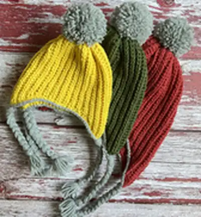 Oak Grove Earflap Hat Pattern step 2 - assembly progress