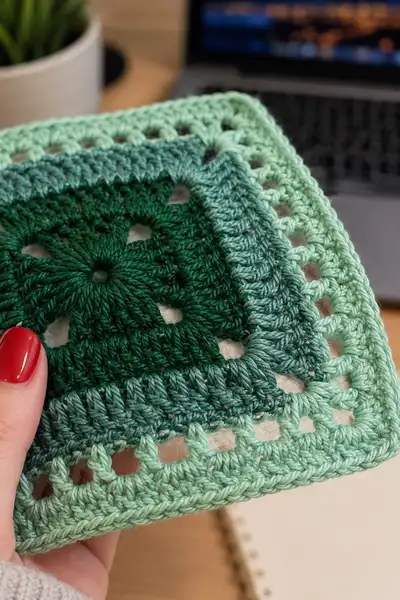 Sage Green Square Bedspread Pattern step 3 - details and accessories