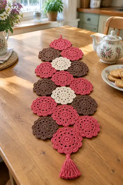 Scalloped Doily Motif Table Runner Pattern step 1 - construction progress