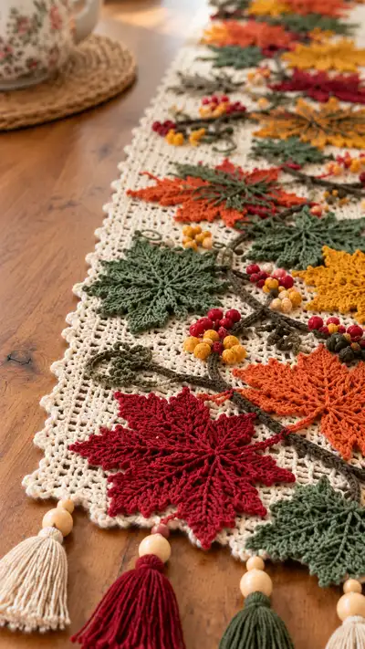 Autumn Leaves Table Runner Pattern step 2 - assembly progress