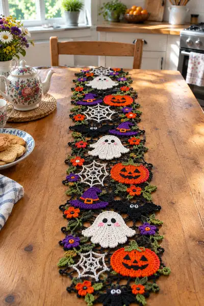 Spooky Seasonal Table Runner Pattern — main step 1 - construction progress
