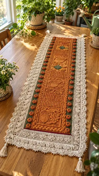 Autumn Harvest Table Runner Pattern step 1 - construction progress