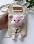Pig Phone Pouch Amigurumi Pattern step 1 - construction progress