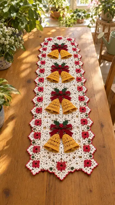 Festive Bell Table Runner Pattern step 1 - construction progress