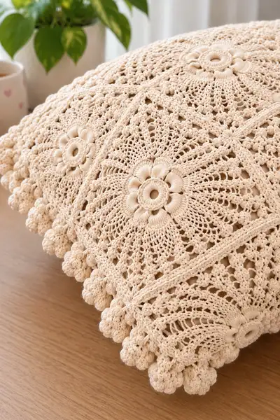 Hermoso Cream Bedspread Pattern step 3 - details and accessories