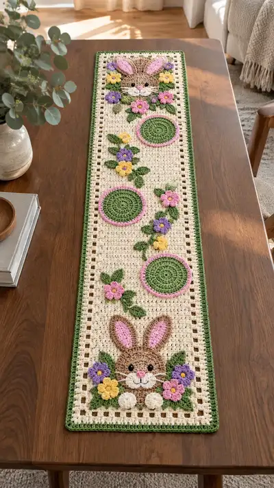 Bunny Garden Table Runner Pattern step 1 - construction progress