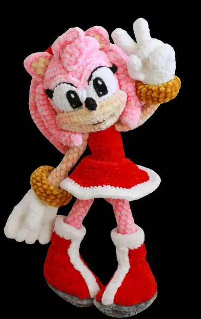 Amy Rose Amigurumi Pattern step 1 - construction progress