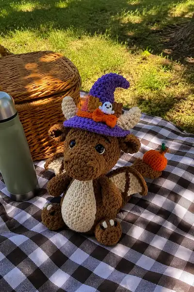 Halloween Lovely Dragon Amigurumi Pattern step 1 - construction progress