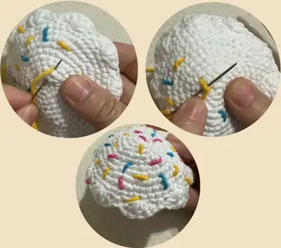 Gingerbread Amigurumi Pattern step 2 - assembly progress