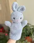 Bunny Hand Puppet Amigurumi Pattern step 2 - assembly progress