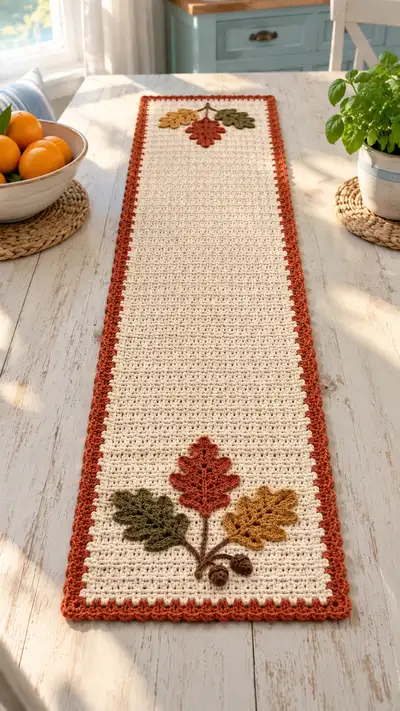 Autumn Leaves Table Runner Pattern step 1 - construction progress