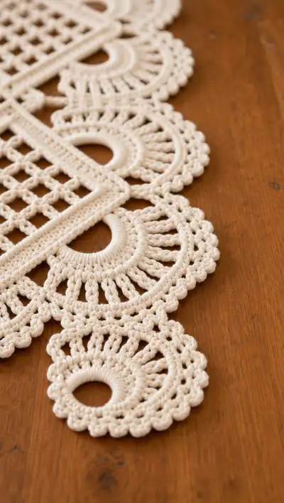 Elegant Lace Table Runner Pattern step 2 - assembly progress