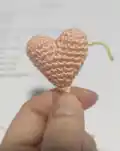 Heart Keychain Amigurumi Pattern step 2 - assembly progress