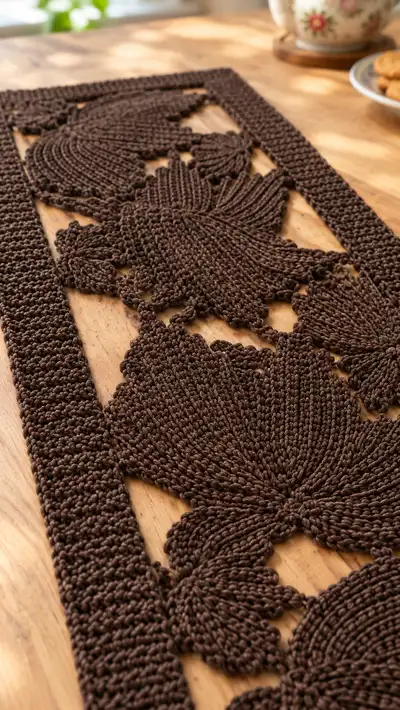 Botanical Leaf Table Runner Pattern step 2 - assembly progress