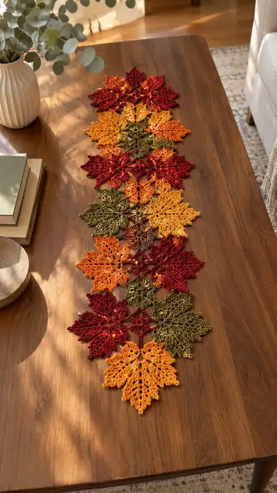 Autumn Leaf Table Runner Pattern step 1 - construction progress