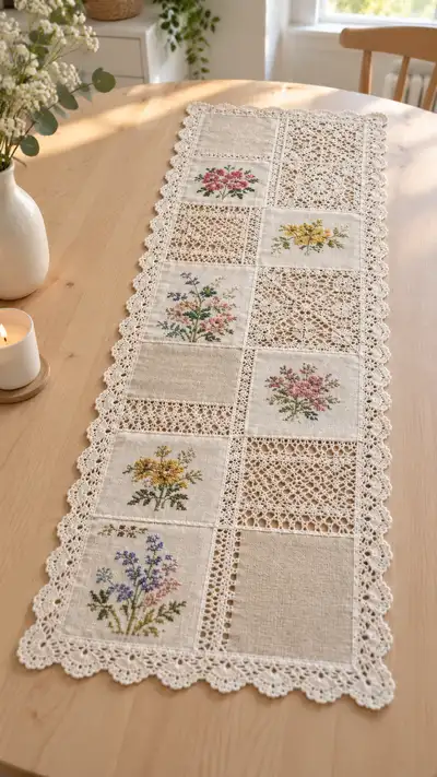 Vintage Floral Table Runner Pattern step 1 - construction progress