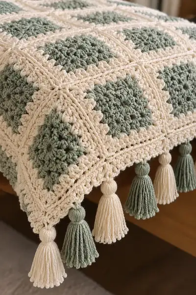 Sage Green Bedspread Pattern step 3 - details and accessories