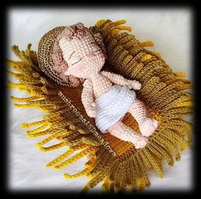 Sweet Handfuls Baby Jesus Amigurumi Pattern step 2 - assembly progress