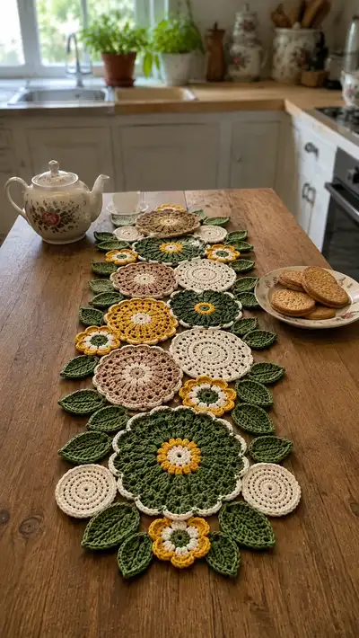 Blooming Floral Table Runner Pattern step 1 - construction progress