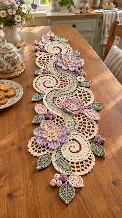 Vintage Floral Lace Table Runner Pattern step 1 - construction progress