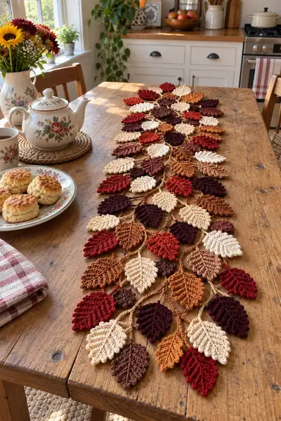 Autumn Leaves Table Runner Pattern step 1 - construction progress