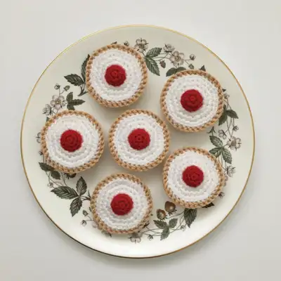 Mini Cherry Bakewell Amigurumi Pattern step 1 - construction progress