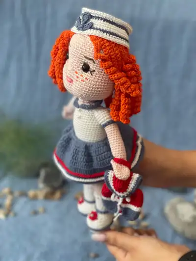 Sailor Girl Amigurumi Pattern step 2 - assembly progress