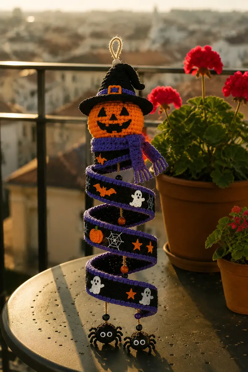Free crochet pattern: Pumpkin Spooky Spiral Ornament Amigurumi Pattern - Intermediate level tutorial