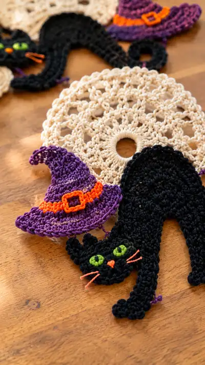 Halloween Garland Table Runner Pattern step 2 - assembly progress