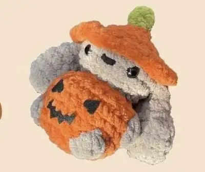 Crochet Bunny Pumpkin Amigurumi Pattern step 4 - final assembly and finishing