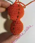 Baby Fox in Apple Bag Amigurumi Pattern step 2 - assembly progress