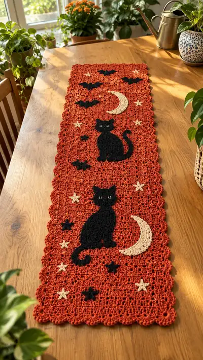 Halloween Cats Table Runner Pattern step 1 - construction progress